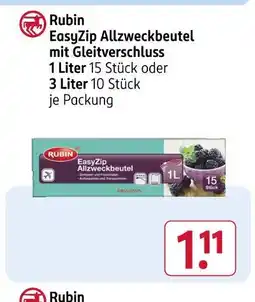 Rossmann Rubin easyzip allzweckbeutel mit gleitverschluss Angebot