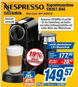 Expert Nespresso citiz&milk kapselmaschine en267.bae Angebot