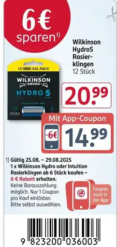 Rossmann Wilkinson hydro5 rasierklingen Angebot