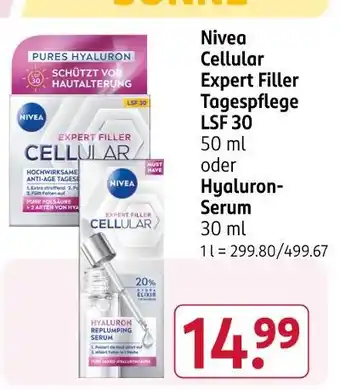 Rossmann Nivea cellular expert filler tagespflege lsf 30 oder hyaluron- serum Angebot