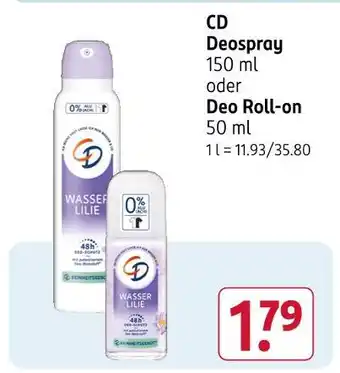 Rossmann Cd deospray wasserlilie Angebot