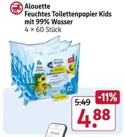 Rossmann Alouette feuchtes toilettenpapier kids mit 99% wasser Angebot