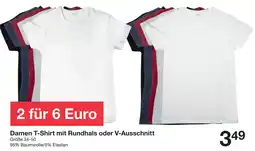 Zeeman Damen T-Shirt mit Rundhals oder V-Ausschnitt Angebot