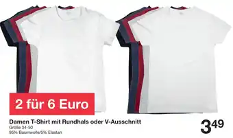 Zeeman Damen T-Shirt mit Rundhals oder V-Ausschnitt Angebot