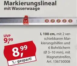 Sonderpreis Baumarkt Markierungslineal mit Wasserwaage Angebot
