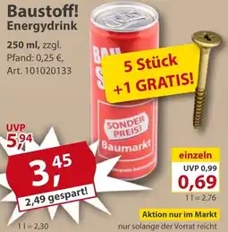 Sonderpreis Baumarkt Baustoff! Energydrink Angebot