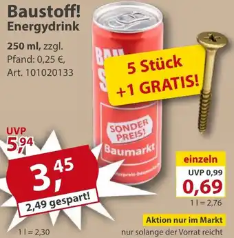 Sonderpreis Baumarkt Baustoff! Energydrink Angebot