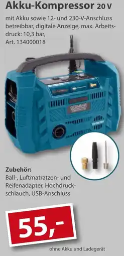 Sonderpreis Baumarkt GERMANIA Akku-Kompressor 20 V Angebot