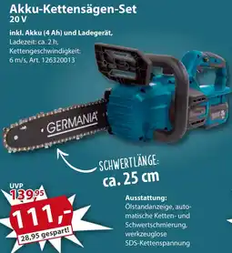Sonderpreis Baumarkt GERMANIA Akku-Kettensägen-Set 20 V Angebot