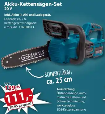 Sonderpreis Baumarkt GERMANIA Akku-Kettensägen-Set 20 V Angebot