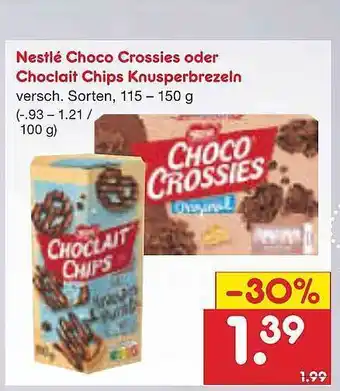 Netto Marken-Discount Nestlé Choco Crossies Oder Choclait Chips Knusperbrezeln Angebot