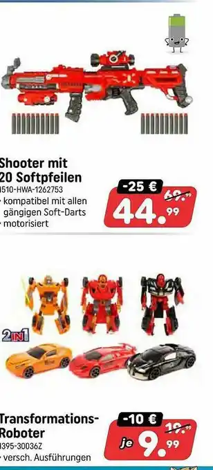 Spiele Max Shooter Mit 20 Softpfeilen Oder Transformations-roboter Angebot