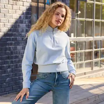 NKD Damen-Sweat-Pullover mit Troyer Kragen Angebot