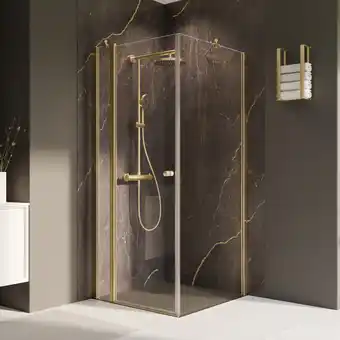 toom Baumarkt Breuer Drehtür 'Elana 2.0' mit Festteil für Seitenwand, links, goldfarben, 90 x 200 cm Angebot