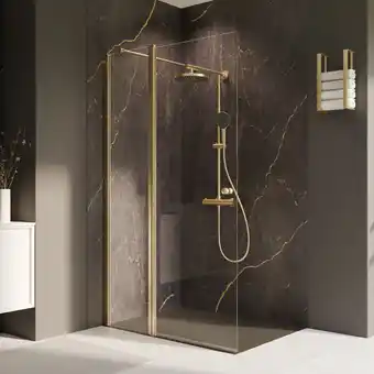 toom Baumarkt Breuer Duschwand 'Elana 2.0' mit beweglichem Element, links, goldfarben, 120 x 200 cm Angebot