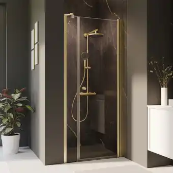 toom Baumarkt Breuer Drehtür 'Elana 2.0' mit Nebenteil für Nische, rechts, goldfarben, 120 x 200 cm Angebot