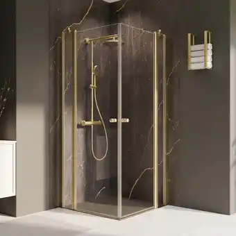 toom Baumarkt Breuer Eckeinstieg 'Elana 2.0' Drehtüren mit Festteil 100/100 cm, goldfarben, 100 x 200 cm Angebot
