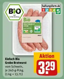 REWE Einfach Bio Grobe Bratwurst Angebot