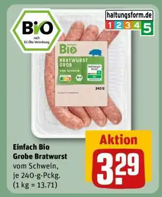 REWE Einfach Bio Grobe Bratwurst Angebot