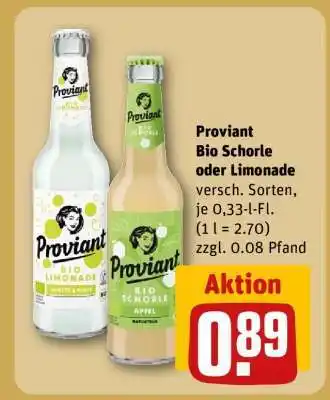 REWE Proviant Bio Schorle oder Limonade Angebot
