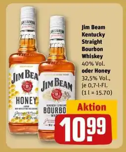 REWE Jim Beam Kentucky Straight Bourbon Whiskey oder Honey Angebot