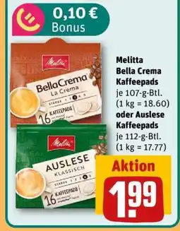 REWE Melitta Bella Crema Kaffeepads oder Auslese Kaffeepads Angebot