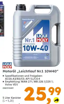Globus Baumarkt LIQUI MOLY Motoröl „Leichtlauf Nr.1 10W40" Angebot