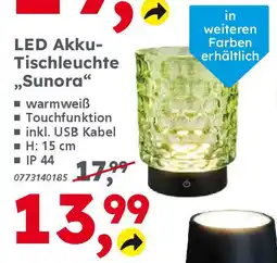 Globus Baumarkt LED Akku- Tischleuchte ,,Sunora" Angebot