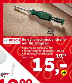 Globus Baumarkt BOSCH Ratschenschraubendreher mit Bit Magazin Angebot