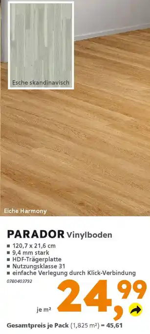 Globus Baumarkt PARADOR Vinylboden Angebot