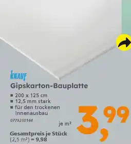 Globus Baumarkt KNAUF Gipskarton-Bauplatte Angebot