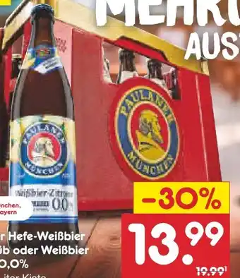 Netto Marken-Discount Paulaner Weißbier-Zitrone Alkoholfrei Angebot