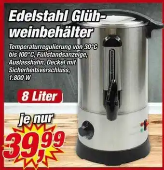 Posten Börse Edelstahl Glühweinbehälter Angebot