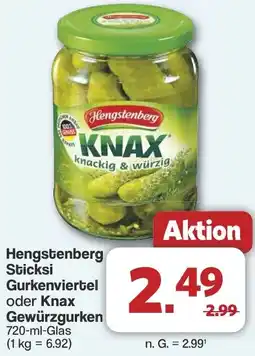 Famila Nord West Hengstenberg Sticksi Gurkenviertel oder Knax Gewürzgurken Angebot
