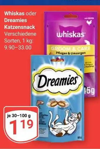 Globus Whiskas oder dreamies katzensnack Angebot
