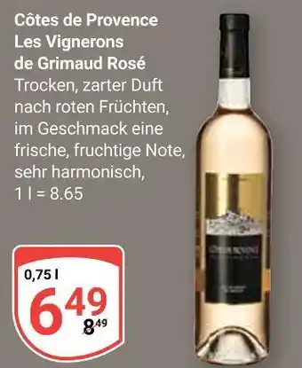 Globus Les vignerons de grimaud côtes de provence rosé Angebot