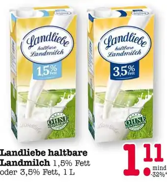 E-Center Landliebe haltbare landmilch 1,5% fett Angebot