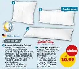 PENNY Slip and dream, schlaf-gut sommer-winter-kopfkissen oder extralanges kopfkissen Angebot