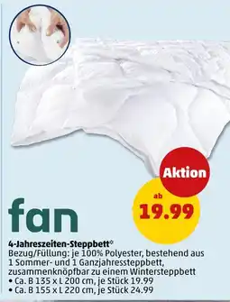 PENNY Fan 4-jahreszeiten-steppbett Angebot