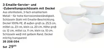 Tchibo 3 emaille-servier- und -zubereitungsschüsseln mit deckel Angebot