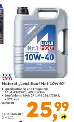Globus Baumarkt Liqui moly motoröl leichtlauf nr.1 10w40 Angebot