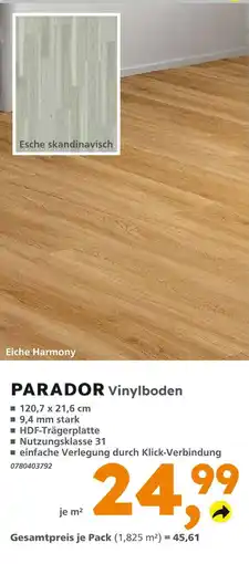 Globus Baumarkt Parador vinylboden esche skandinavisch Angebot
