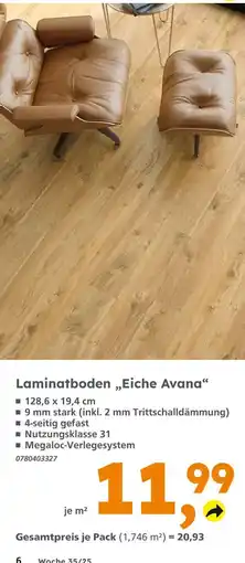 Globus Baumarkt Laminatboden eiche avana Angebot