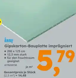 Globus Baumarkt Knauf gipskarton-bauplatte imprägniert Angebot