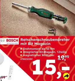 Globus Baumarkt Bosch ratschenschraubendreher mit bit magazin Angebot