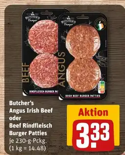 REWE Butcher's burger angus irish beef burger patties Angebot