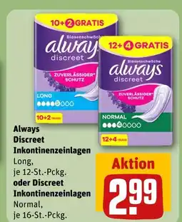 REWE Always discreet inkontinenzeinlagen long Angebot