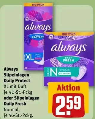 REWE Always slipeinlagen daily protect xl mit duft Angebot