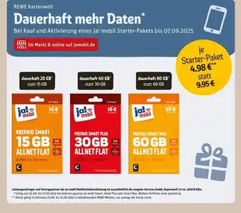 REWE Ja! mobil prepaid smart 15 gb allnet flat Angebot