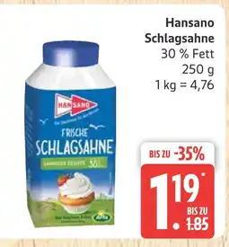 Marktkauf Hansano schlagsahne Angebot